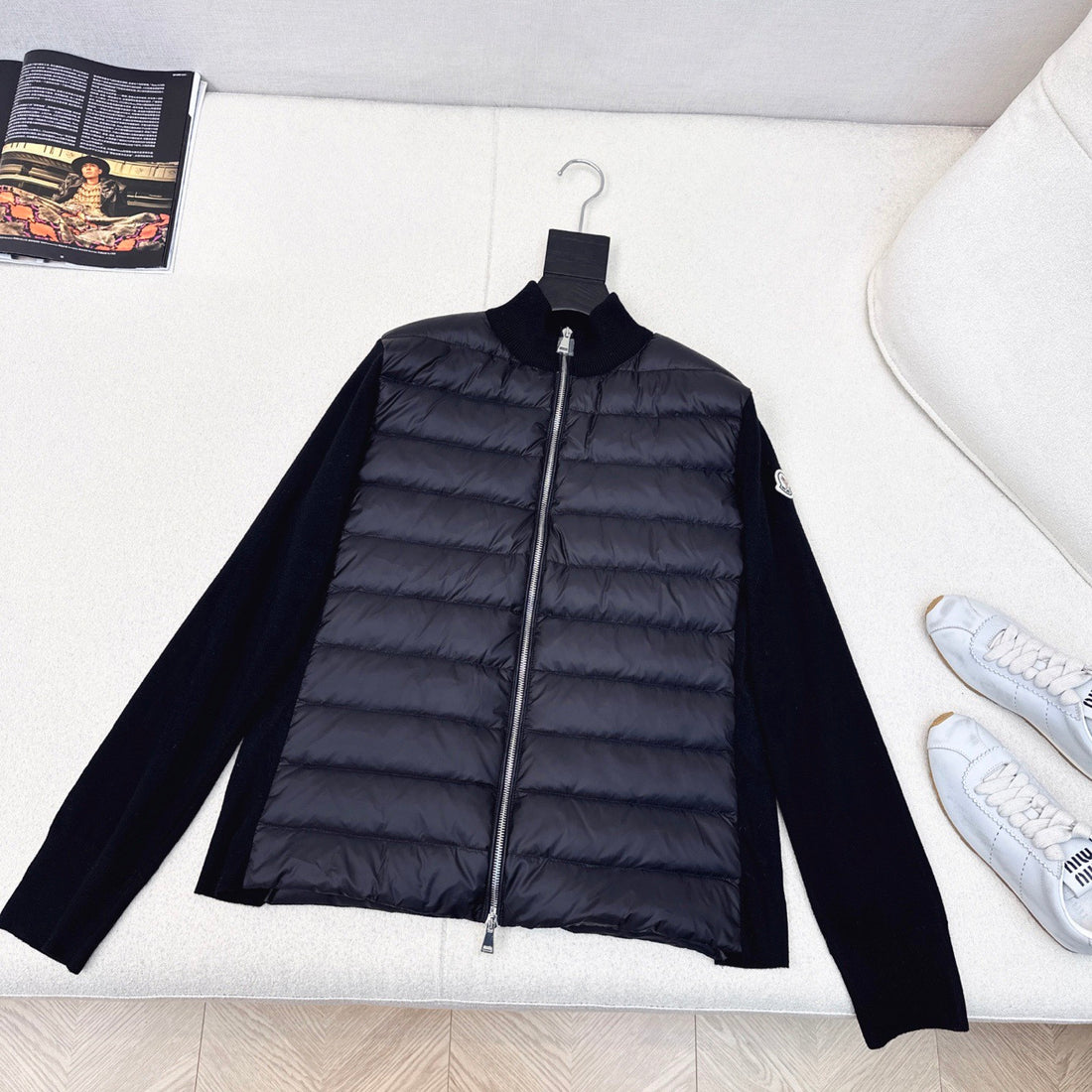 Moncler Cardigan Women's Ski Solid Color Snow Mountain Stand Collar Wool Goose Down Down Jacket#333081