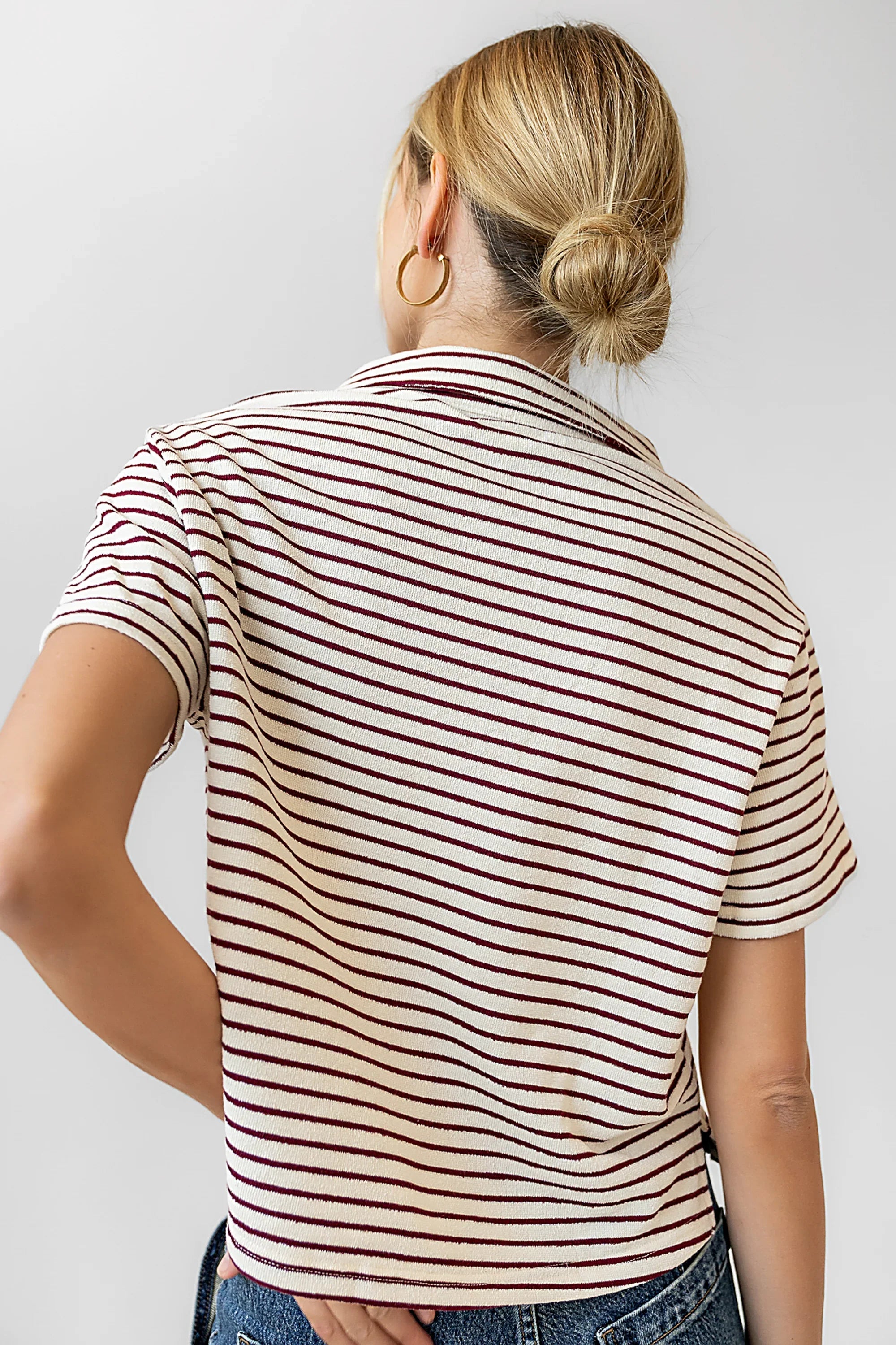 Lucca Striped Top in Burgundy