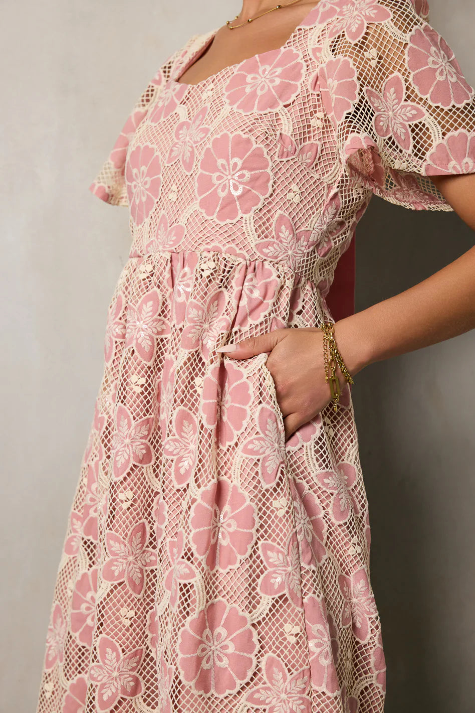 Mica Embroidered Midi Dress