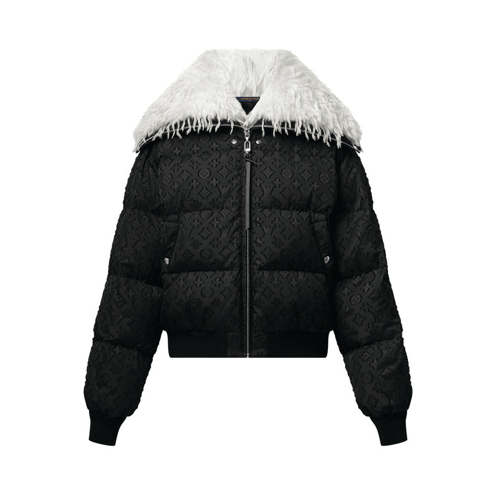 Louis Vuitton 25FW Monogram Dark Pattern Feather Collar Ski Jacket Loose Down Jacket