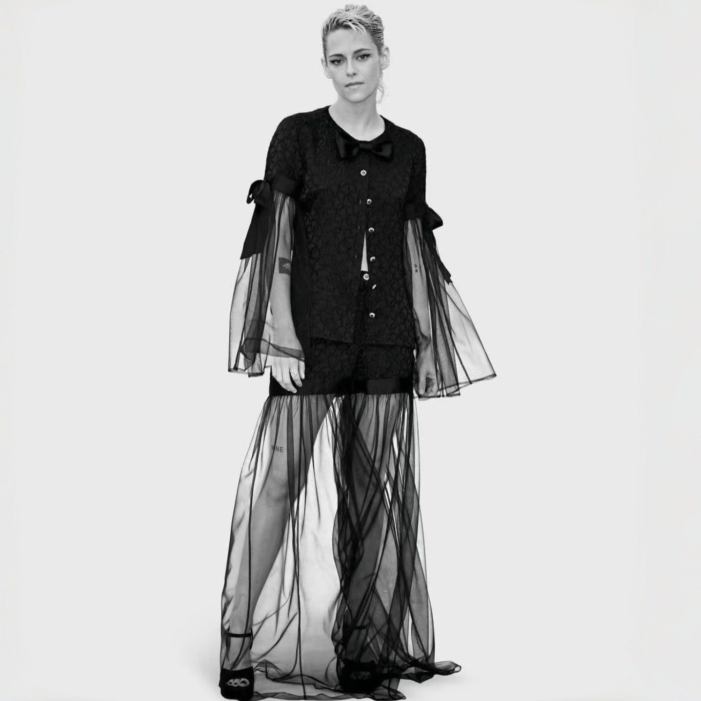 Chanel Long Sleeved Blouse Silk Crepe Jacquard #333994