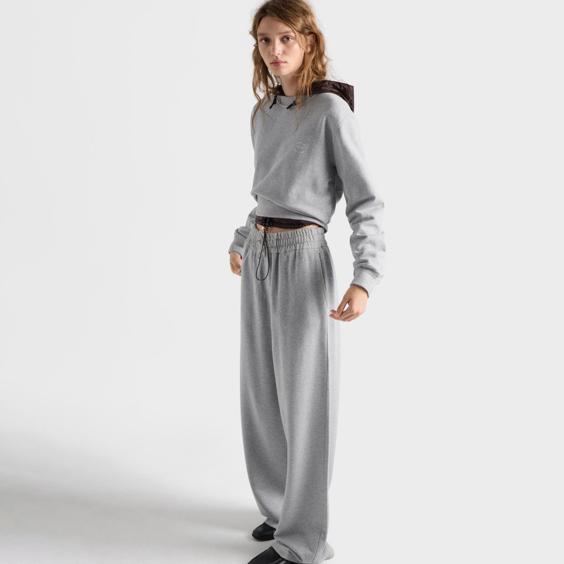 Prada Women's Fall/Winter Fashion Casual Solid Color Cotton Crewneck Long Sleeve Distressed Hoodie with Elastic Waistband Loose Fit Solid Color Pants Suit Set #78751