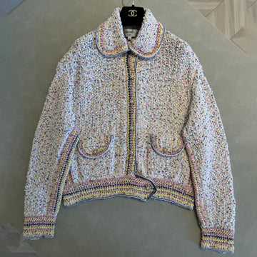 Chanel Women's Waist-Defining Single-Breasted Colorful Knit Cotton Long-Sleeve Cardigan Jacket Ngvp #2374
