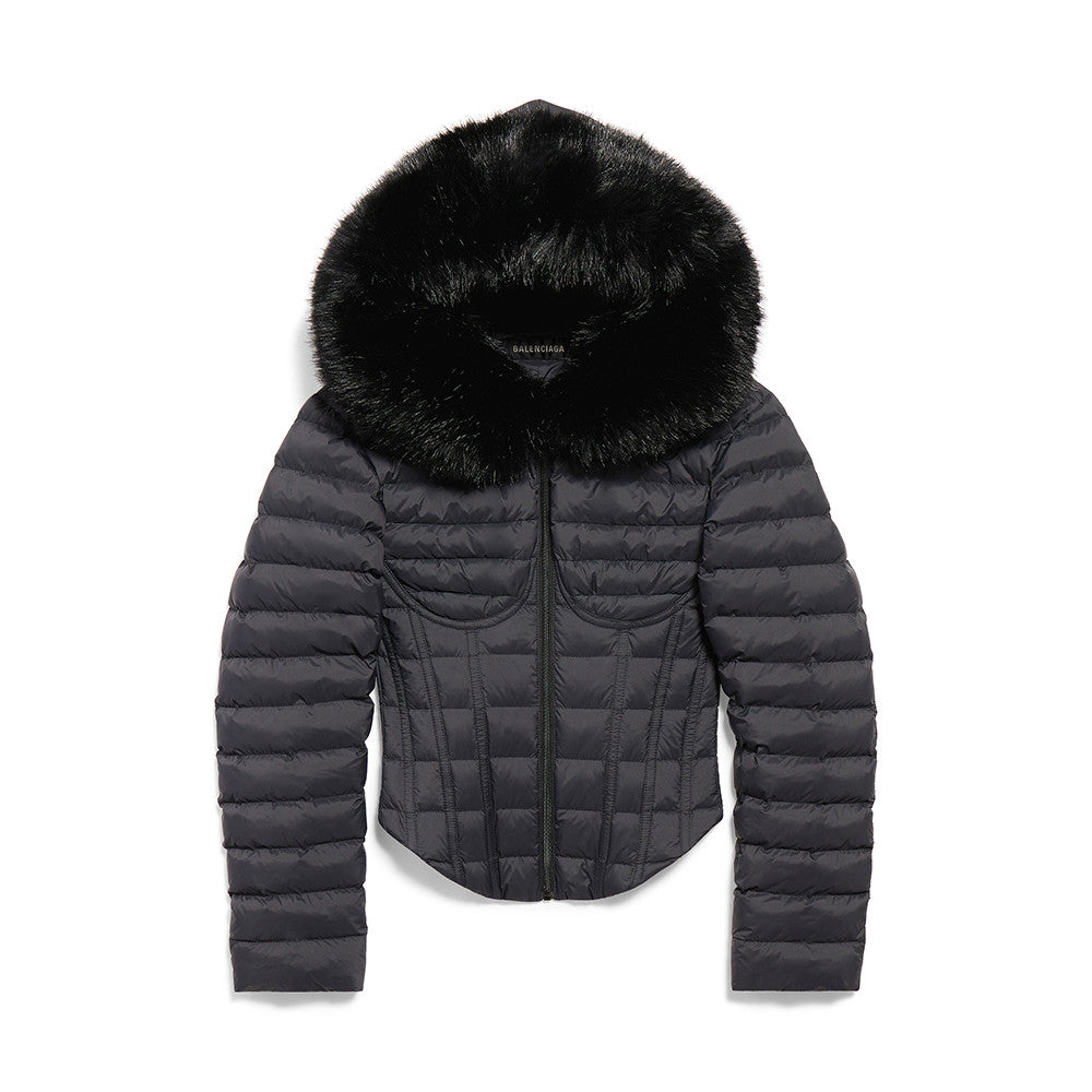 Balenciaga Women's Hooded Corseted Puffer Black #333731