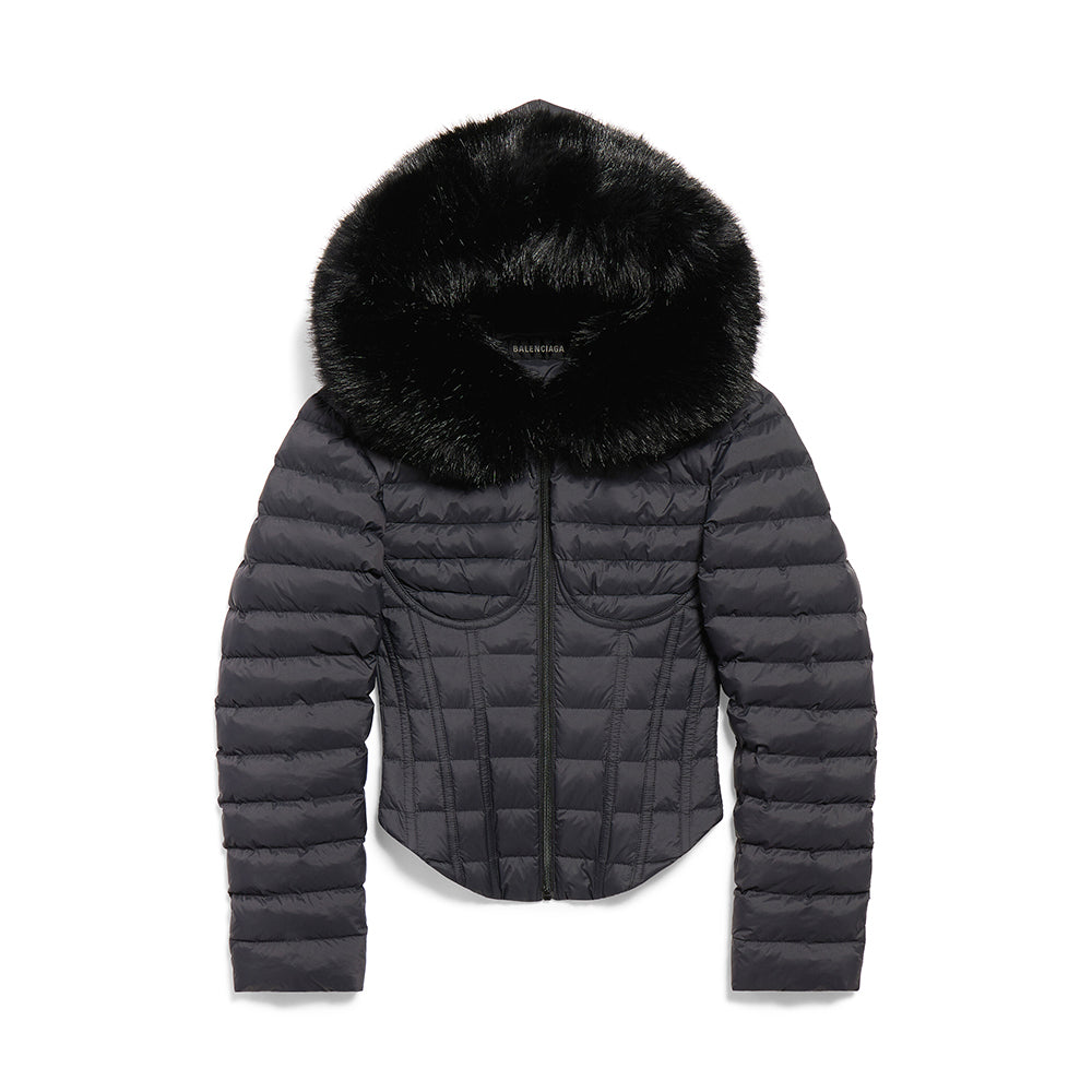 Balenciaga Women's Hooded Corseted Puffer Black #333731