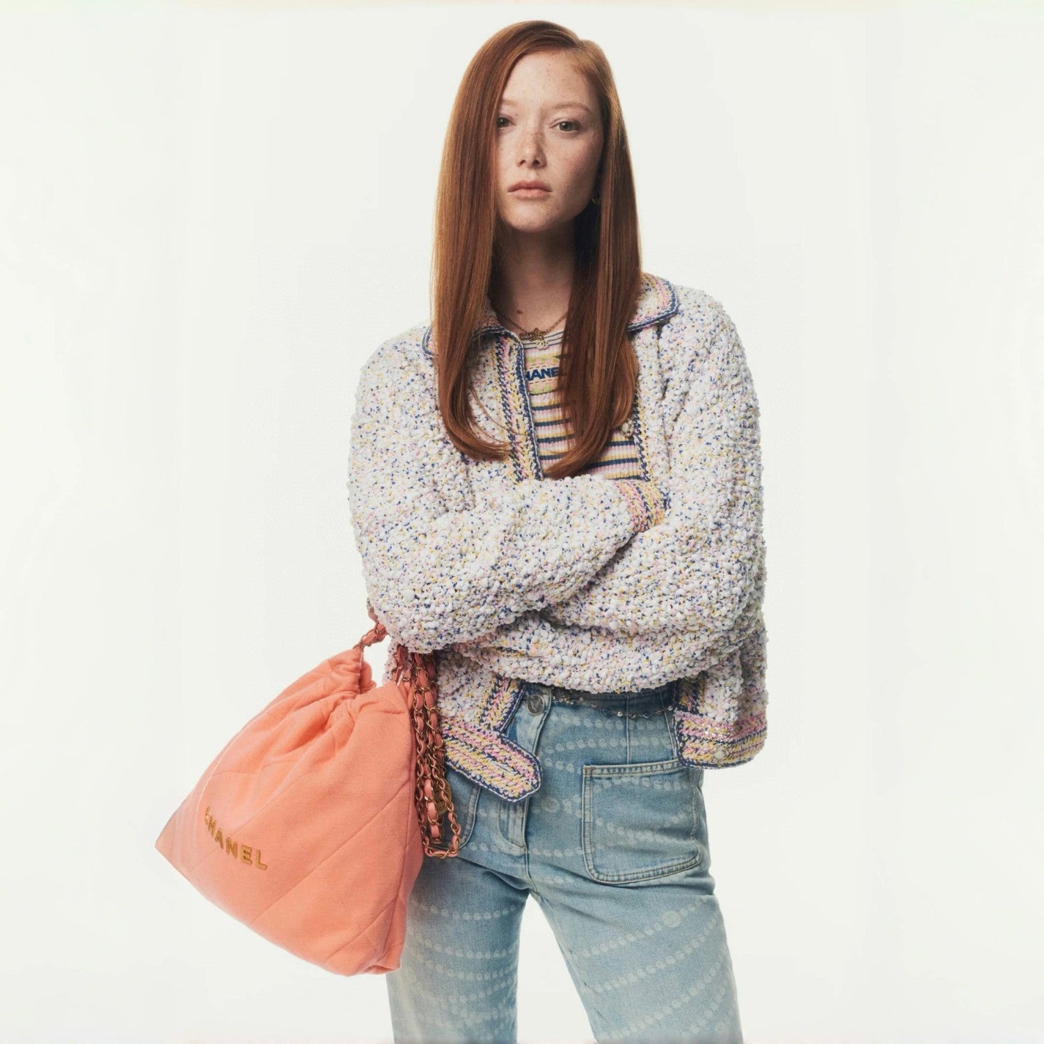 Chanel Women's Waist-Defining Single-Breasted Colorful Knit Cotton Long-Sleeve Cardigan Jacket Ngvp #2374