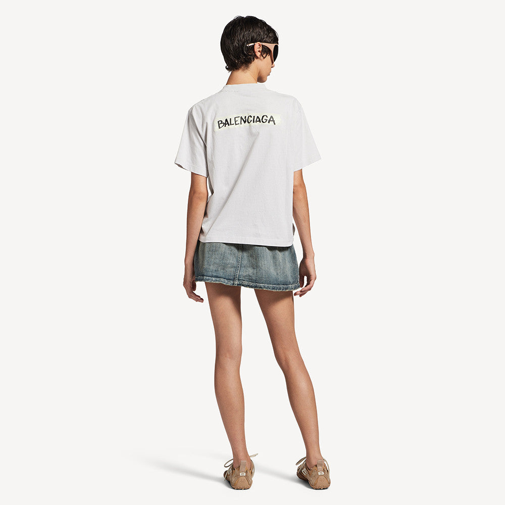 Balenciaga Top-quality Version Women's Masking Tape T-shirt Medium Fit in Faded Black #336738