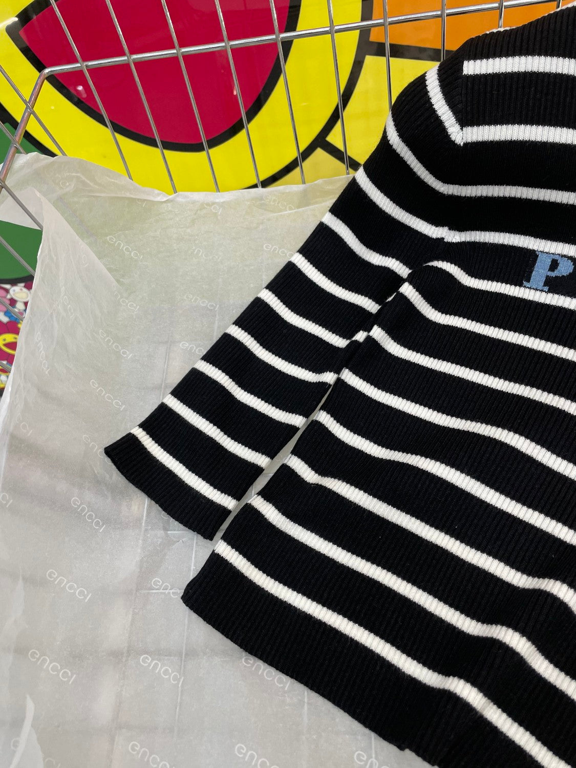 Prada Women's Autumn/Winter Fashion Casual Striped Color-Block Logo Letter Round Neck Wool Knit Sweater #78375