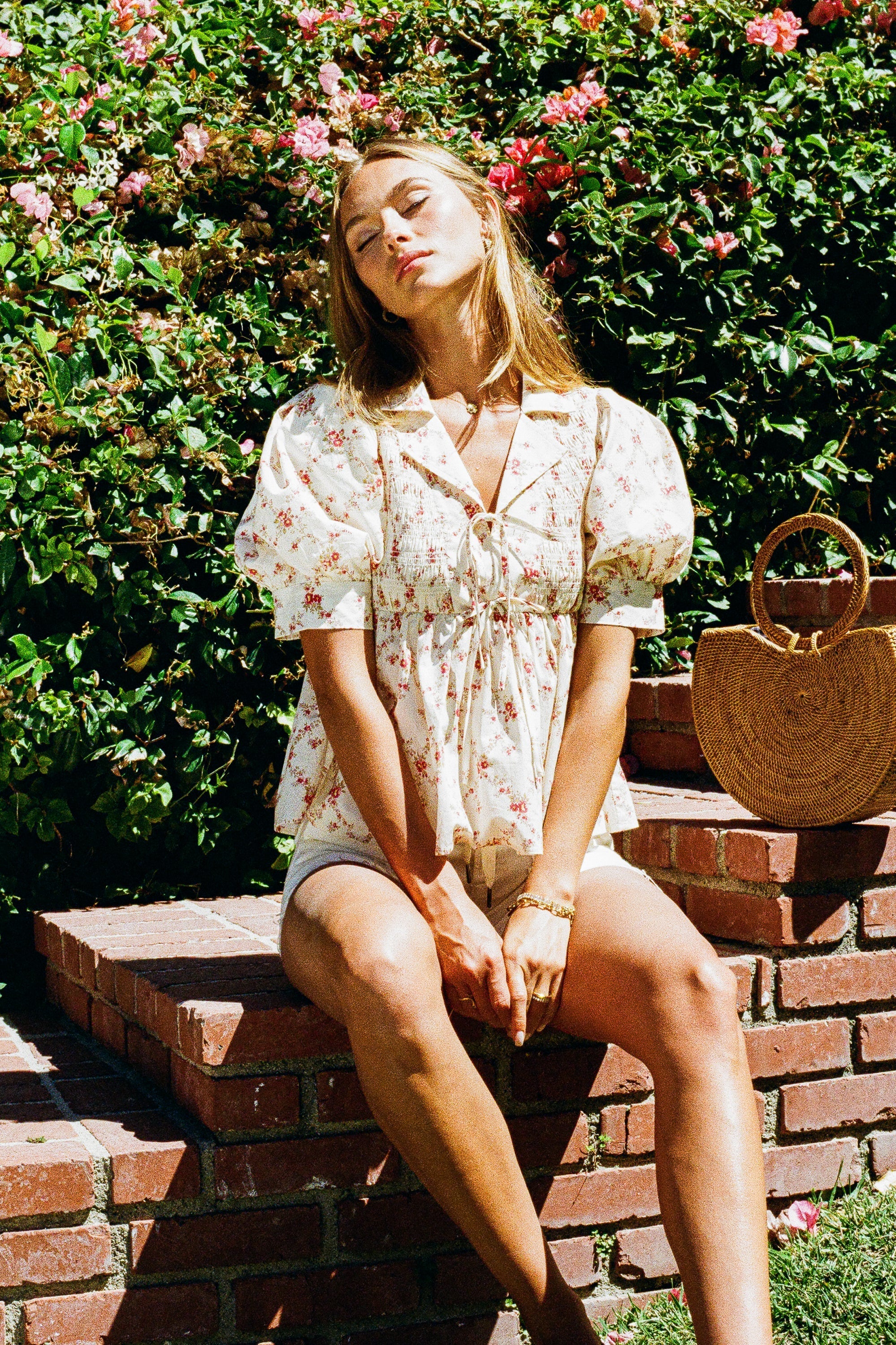 Denise Floral Blouse in Berry