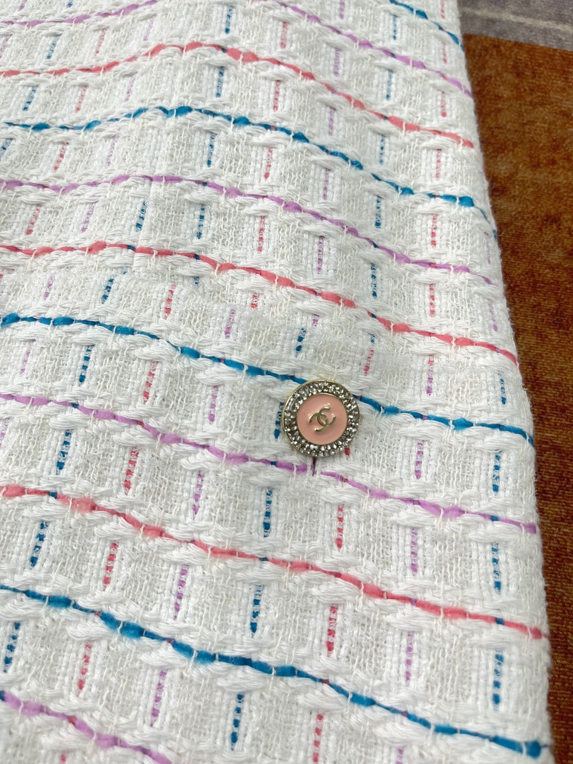 Chanel Dress Tweed White Blue Purple Pink #335874