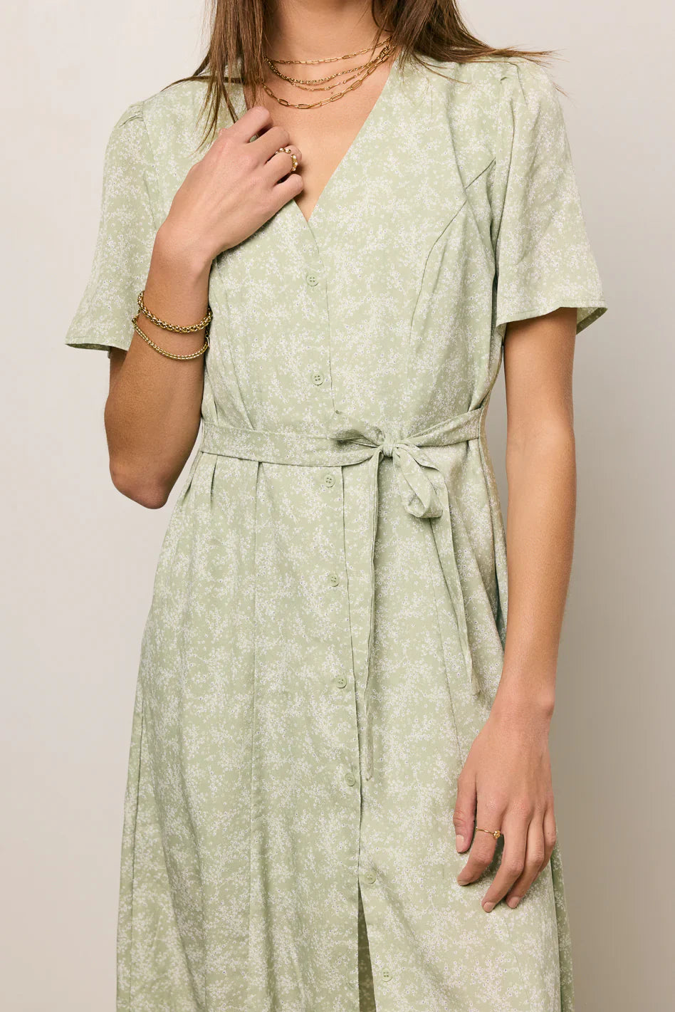 Kade Floral Midi Dress in Sage