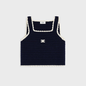 Celine Women's Summer Fashion Casual Square Neck Sleeveless Handmade Crochet Vest #79293