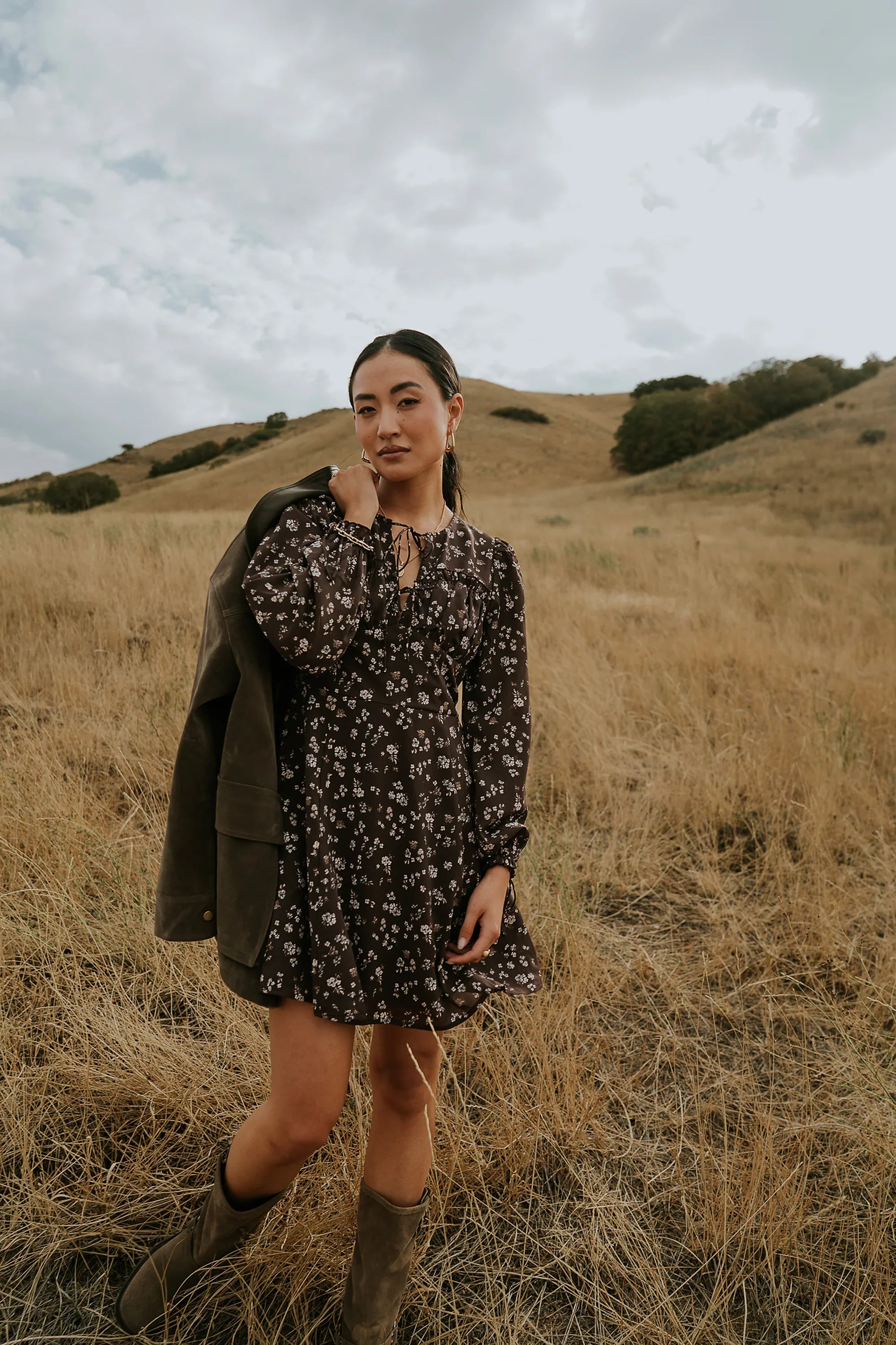Myles Floral Mini Dress in Burgundy