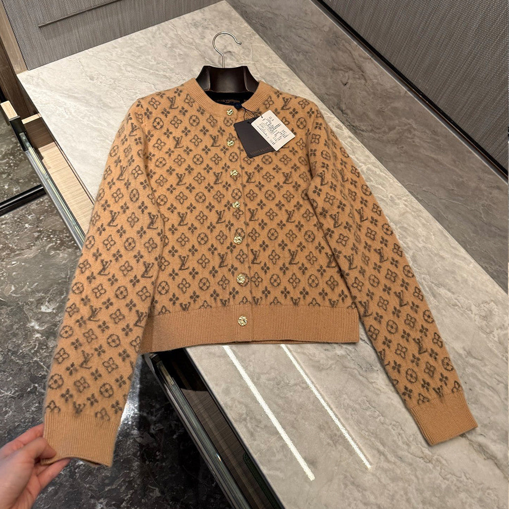Louis Vuitton Brushed Monogram Cardigan Cashmere Alpaca #333137