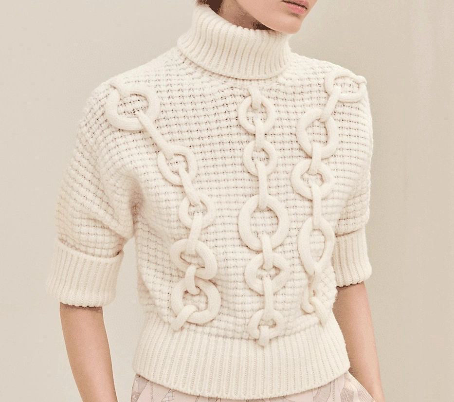Herm¨¨s Women's 3D Embellished Knitted Turtleneck Sweater #328888