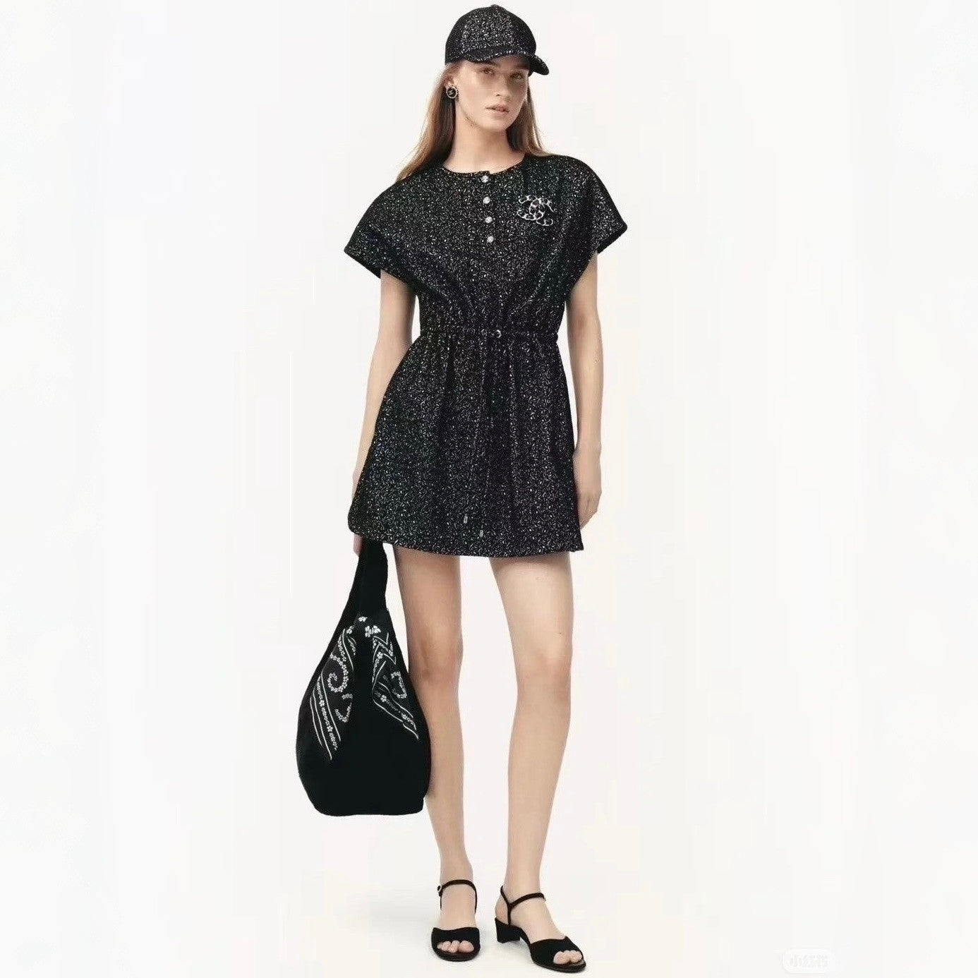 Chanel 25M Coco Beach Beach Series Round Neck Button First Embroidered Logo Short Sleeve Dress #336789