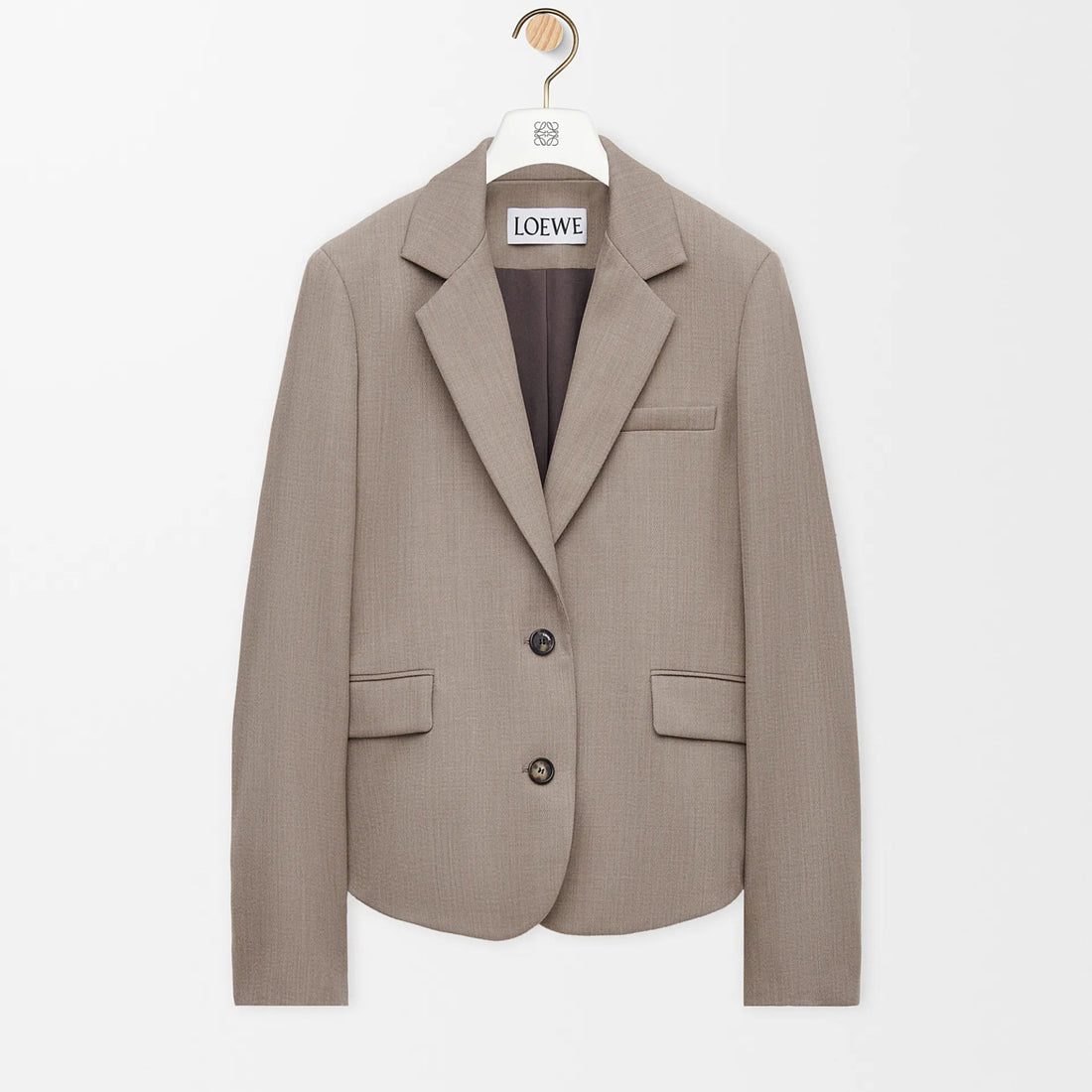 Loewe Women's Spring/fall Classic Solid Color V Neck Single Button Long Sleeve Blazer Paired With Solid Color Elastic Waist Straight Leg Suit Pants Suit Set #79228