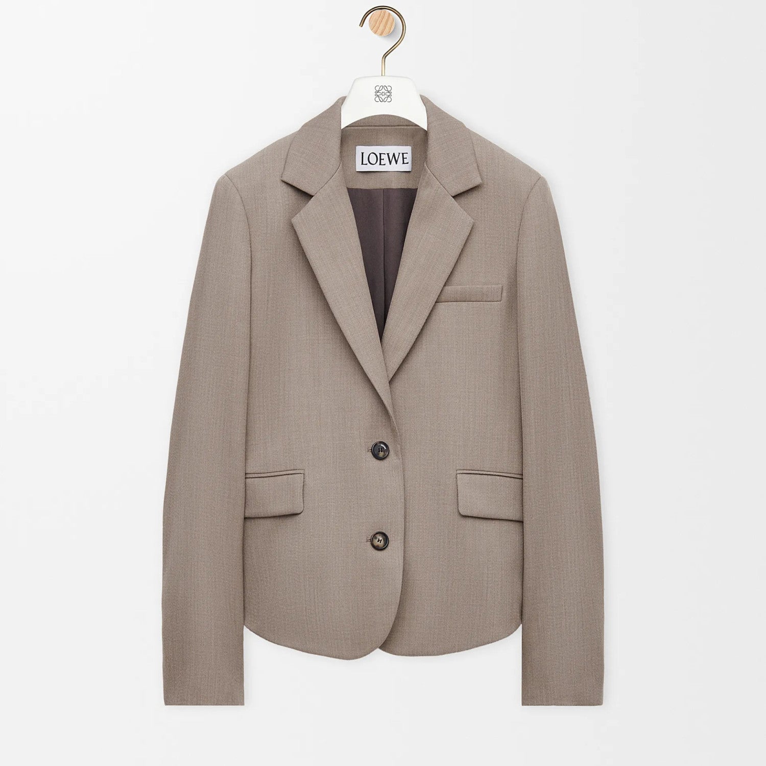 Loewe Women's Spring/fall Classic Solid Color V Neck Single Button Long Sleeve Blazer Paired With Solid Color Elastic Waist Straight Leg Suit Pants Suit Set #79228
