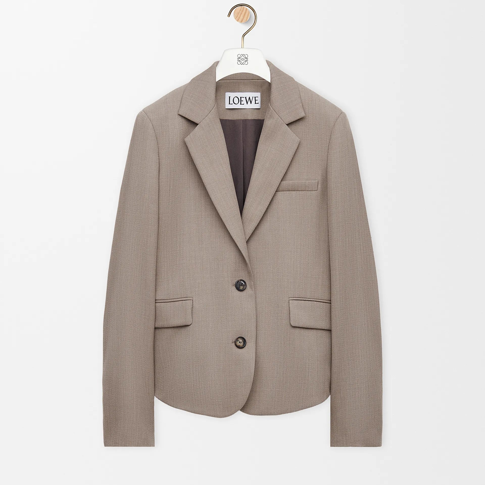 Loewe Women's Spring/fall Classic Solid Color V Neck Single Button Long Sleeve Blazer Paired With Solid Color Elastic Waist Straight Leg Suit Pants Suit Set #79228