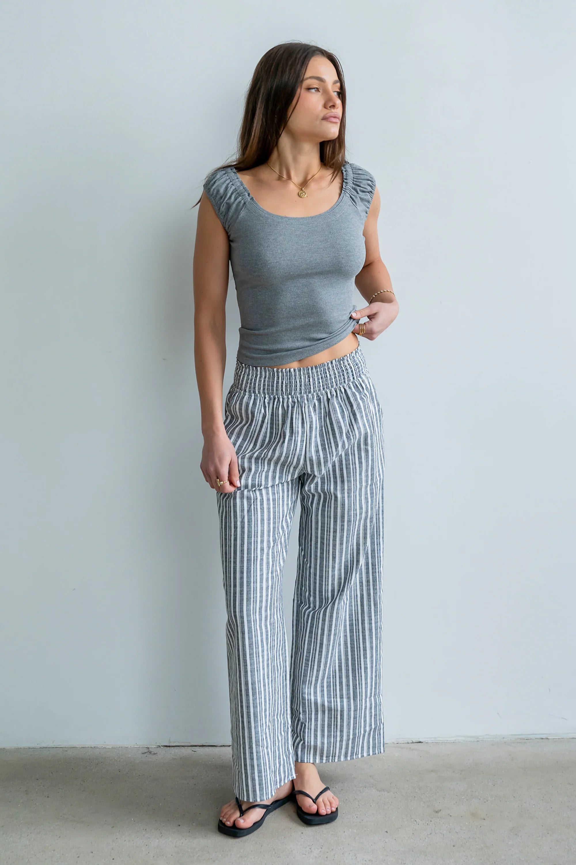 Ace Ribbed Top in Heather Grey