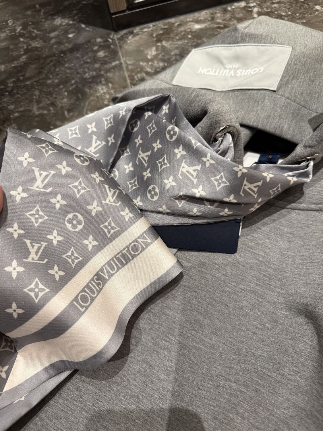 Louis Vuitton Fall/Winter Cropped Monogram Scarf Hoodie #332734