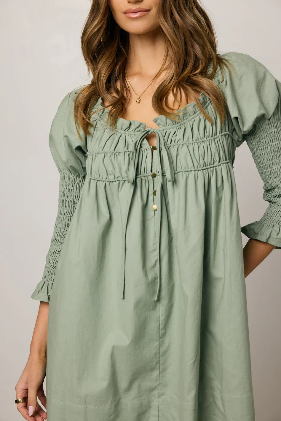 Nolan Babydoll Dress in Sage