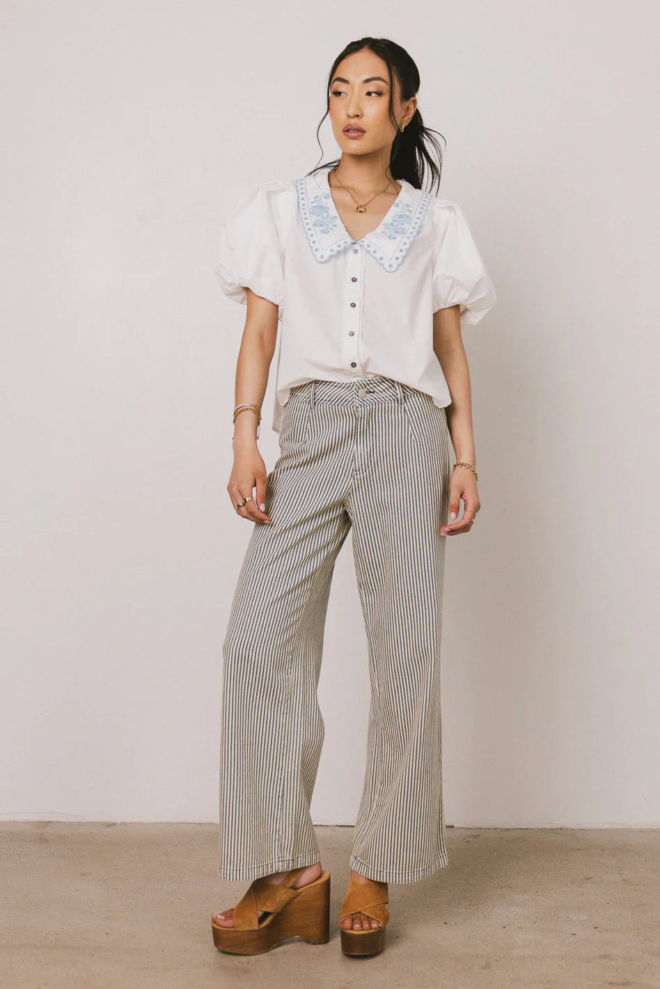 Lara Embroidered Blouse in Off White