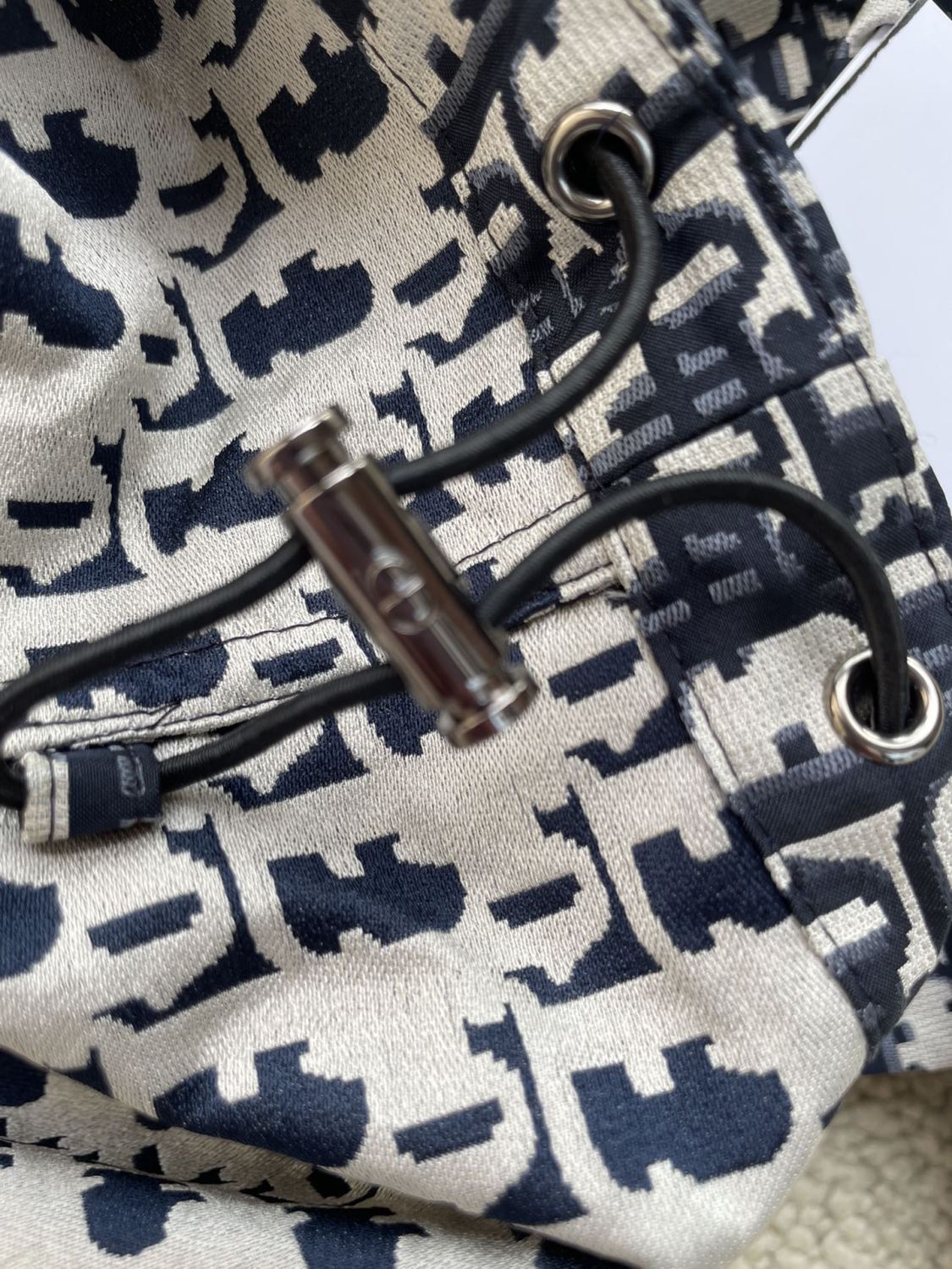 DIOR Hooded Jacket Blue Jacquard Technical Taffeta with Dior Oblique Motif #326749