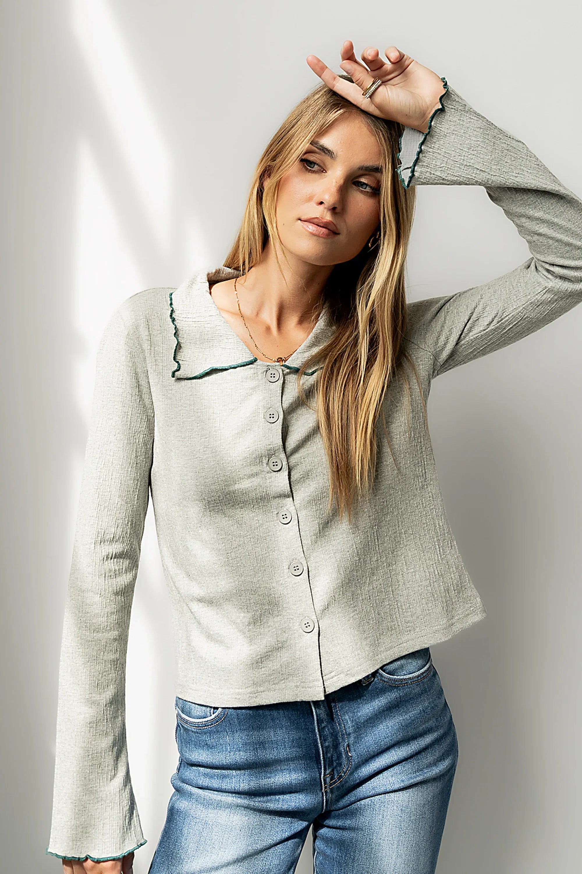 Jazmine Contrast Top in Grey