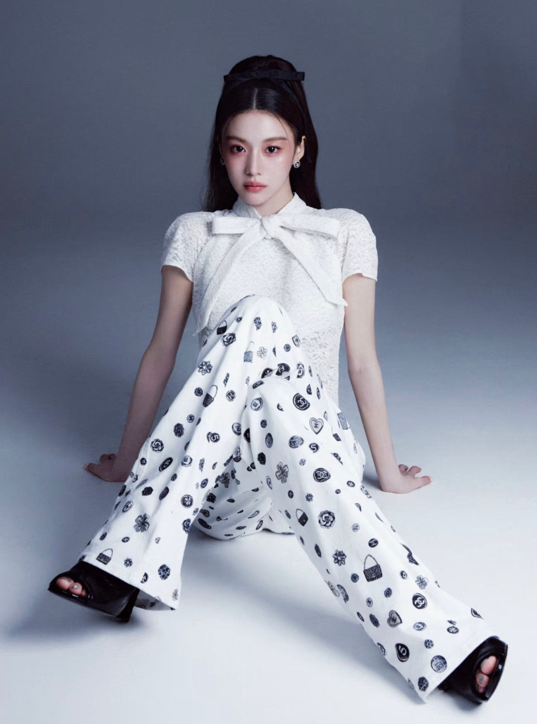 Chanel Women's Spring/Fall Fashion Casual Solid Color Classic Print Long Leg Denim Pants #78936
