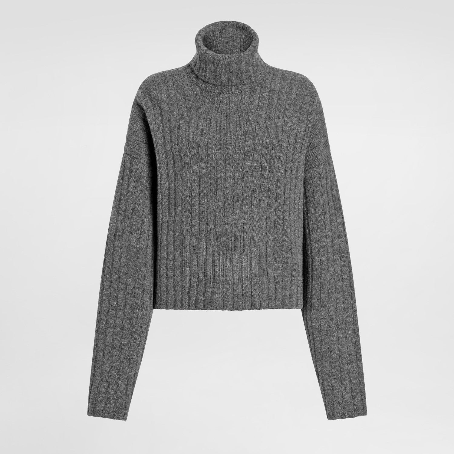 Dolce&Gabbana Women's Autumn And Winter Gray High Neck Pullover Vertical Stripe Long Sleeve Short Warm Knitted Pullover Sweater Ngvp #2613