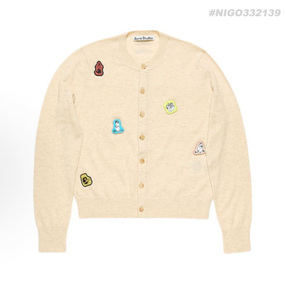 Acne Stuidos x moomin Co-branded women's cartoon round neck casual knitted cardigan #332139