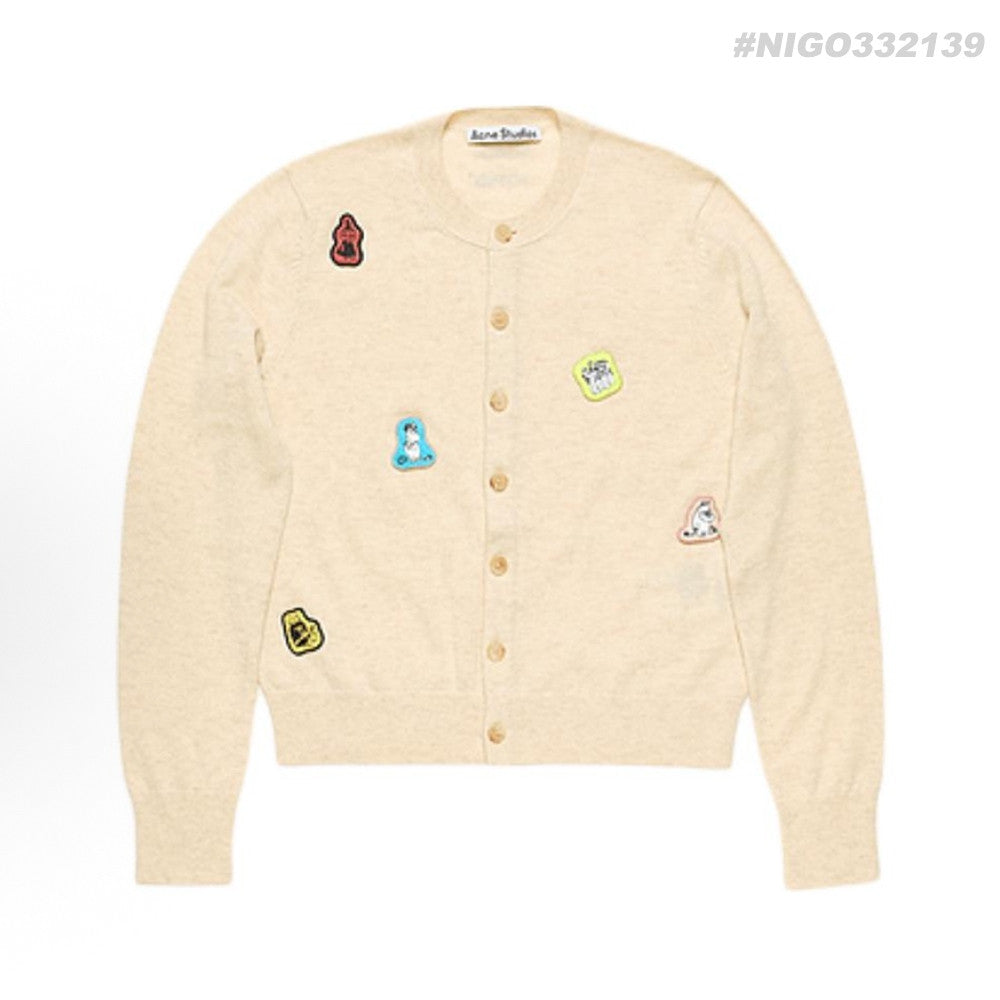 Acne Stuidos x moomin Co-branded women's cartoon round neck casual knitted cardigan #332139