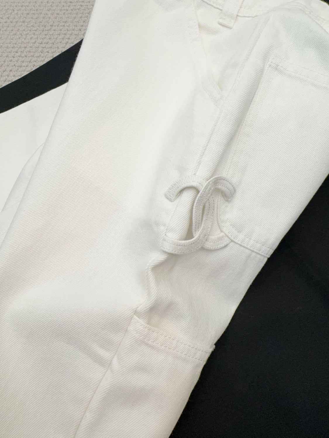 Chanel Jeans Washed Denim White #377644