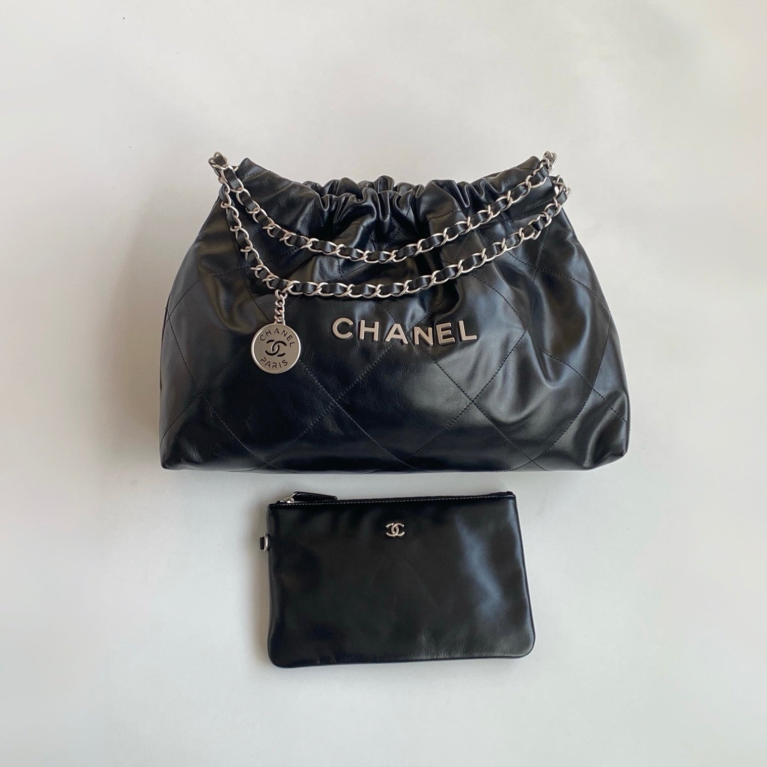 Chanel Maxi Shopping Bag Shint Calfskin Glold Tone Metal Black #335960