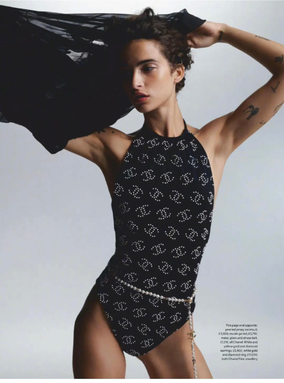 Chane Printed One-Piece Black Swimwear Clothing #375530