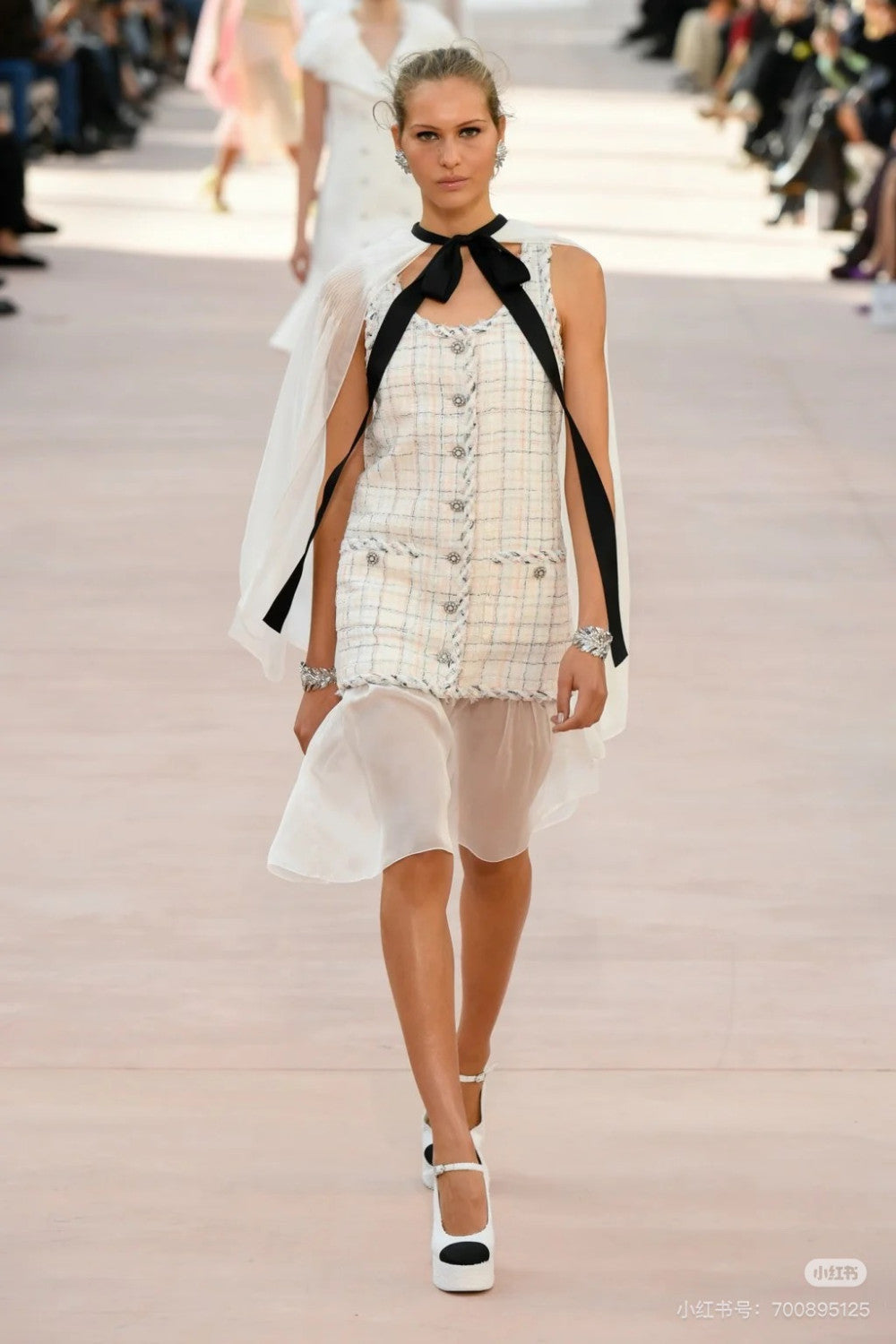 Chanel 25SS White Plaid Tweed Vest Dress #333127