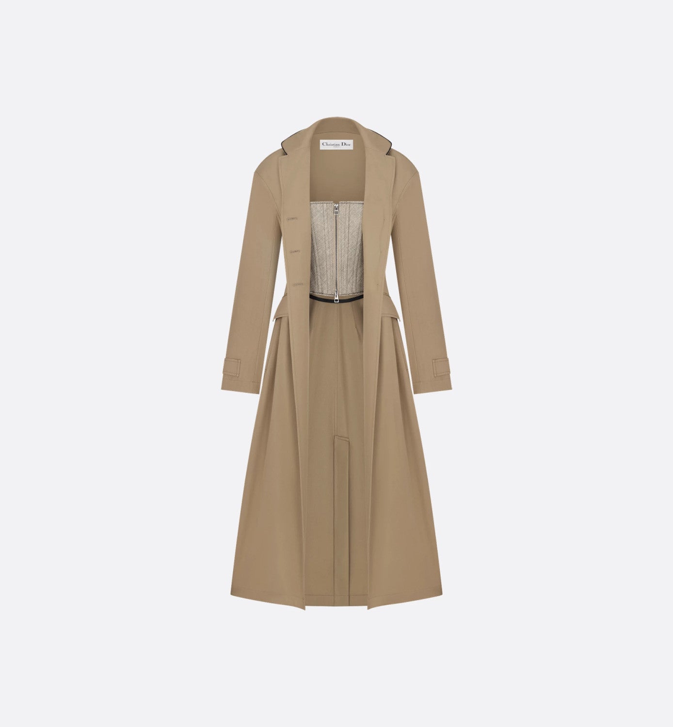 Dior Women's Fall/Winter Cotton-Blend Huanida Faux Two-Piece Zipper-Waist Single-Breasted Loose-Fit Trench Coat Jacket Ngvp #2718