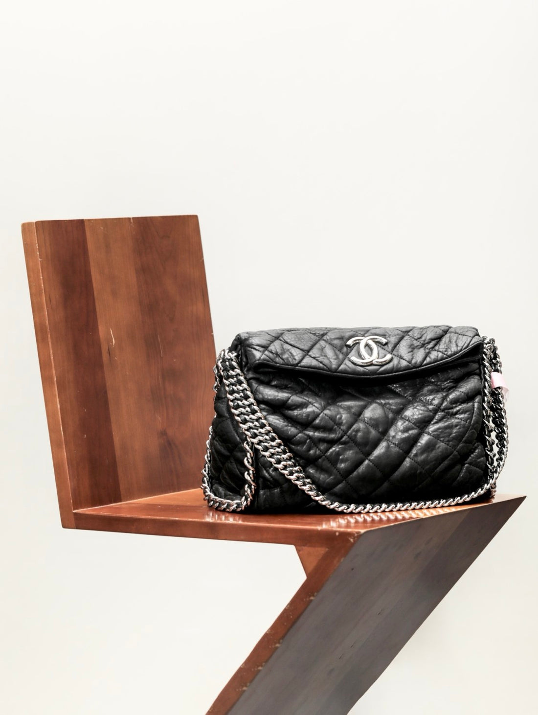 Chanel Women's Checkered Chunky Chain Vintage Underarm Bag Solid Color Retro Flap Leather Handbag Bag Bags #81584