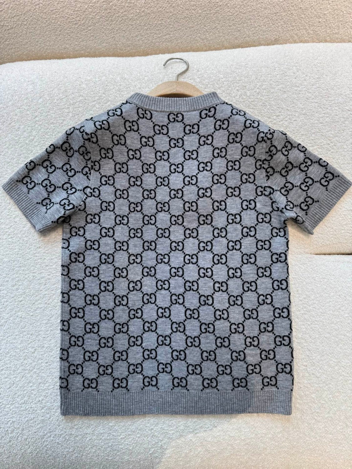 Gucci Gray And Black Reversible GG wool Jacquard Top Featuring Iconic GG Pattern #332622