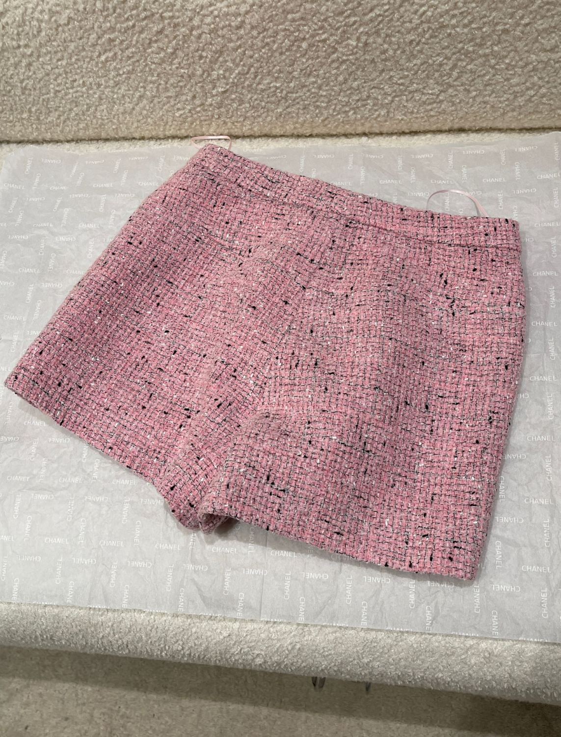 Chanel Short-sleeved Top Shorts Tweed Pink Black White#335416