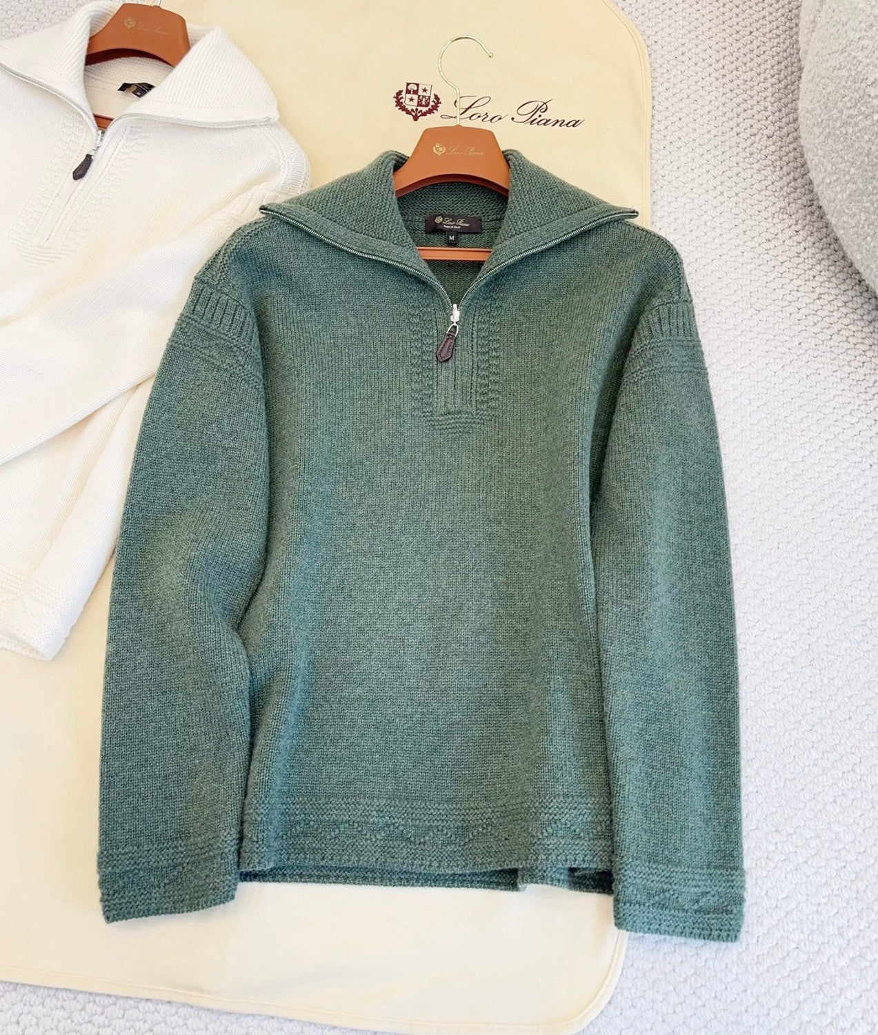 Loro Piana Carezza Sweater Cashmere Green Kelp Melange #336654