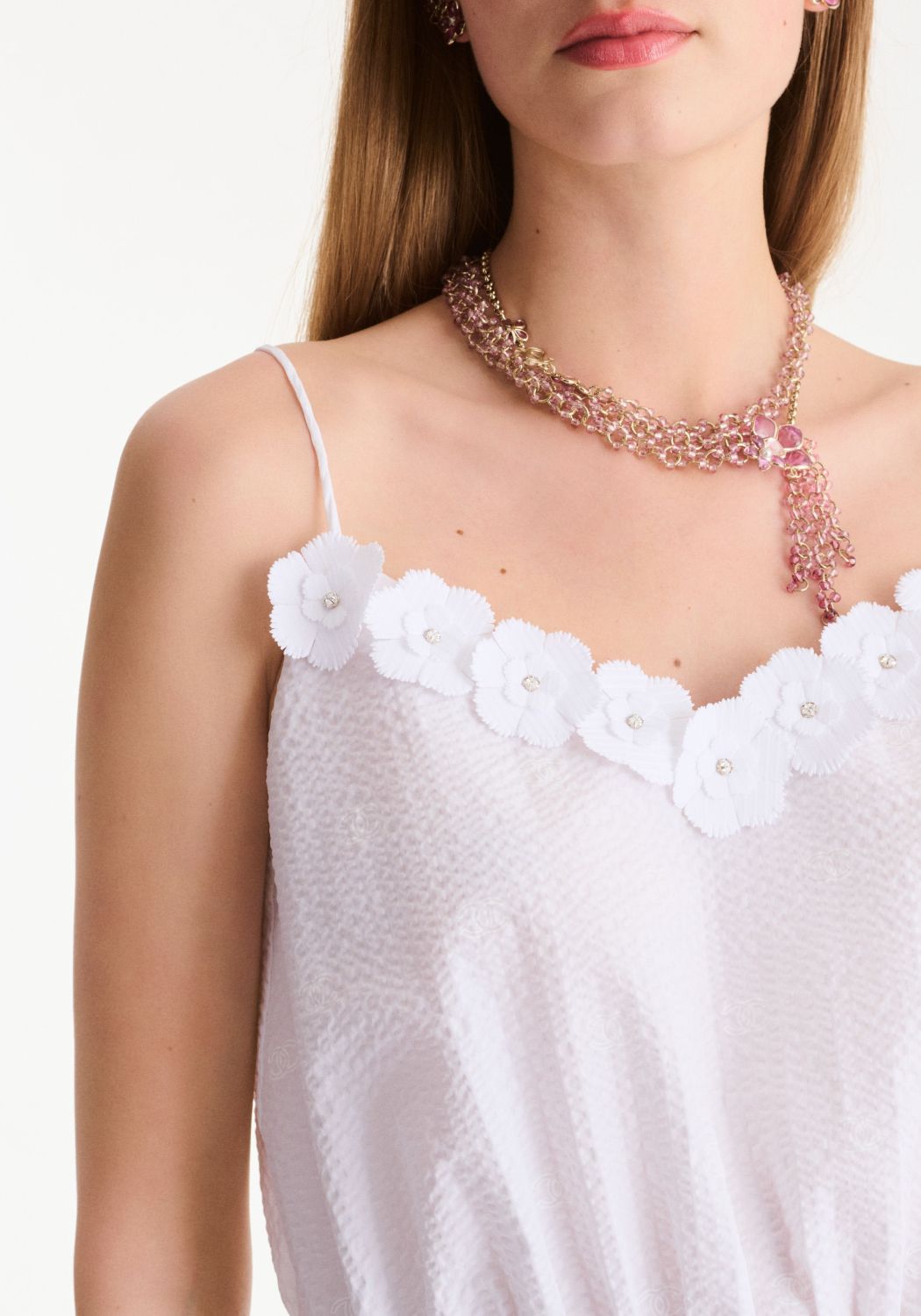 Chanel Top Embroidered Cotton White #375690