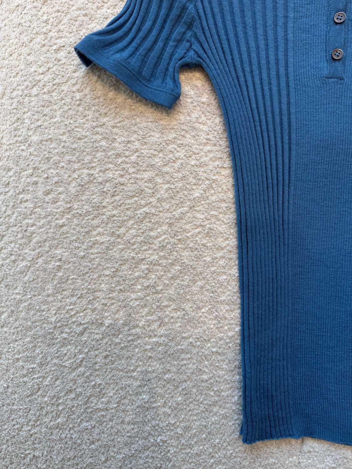 MiuMiu Aviator Blue Ribbed Knit Wool Polo Shirt #335649