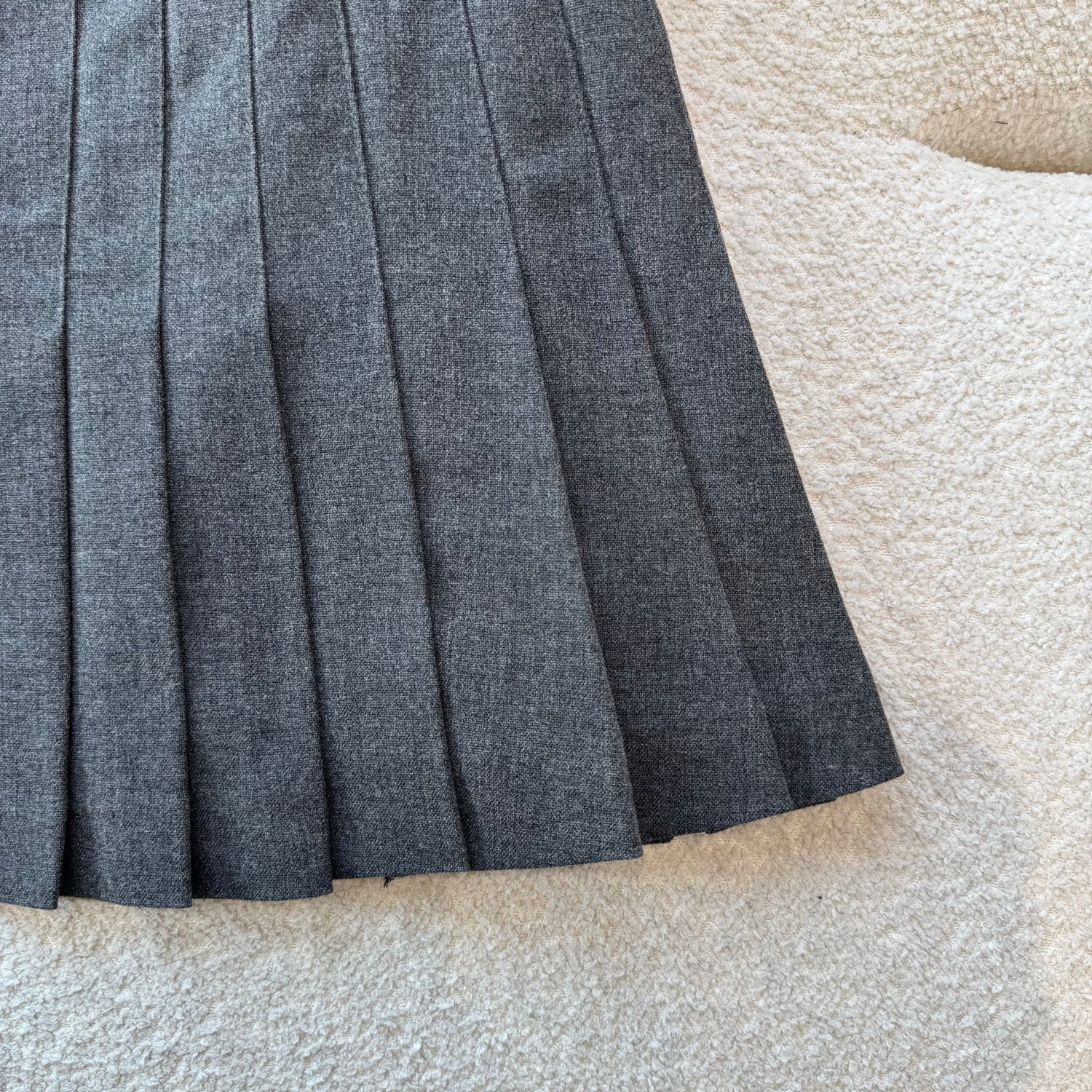 PRADA Slate Gray Pleated Rush Stitch Wool Miniskirt #335944