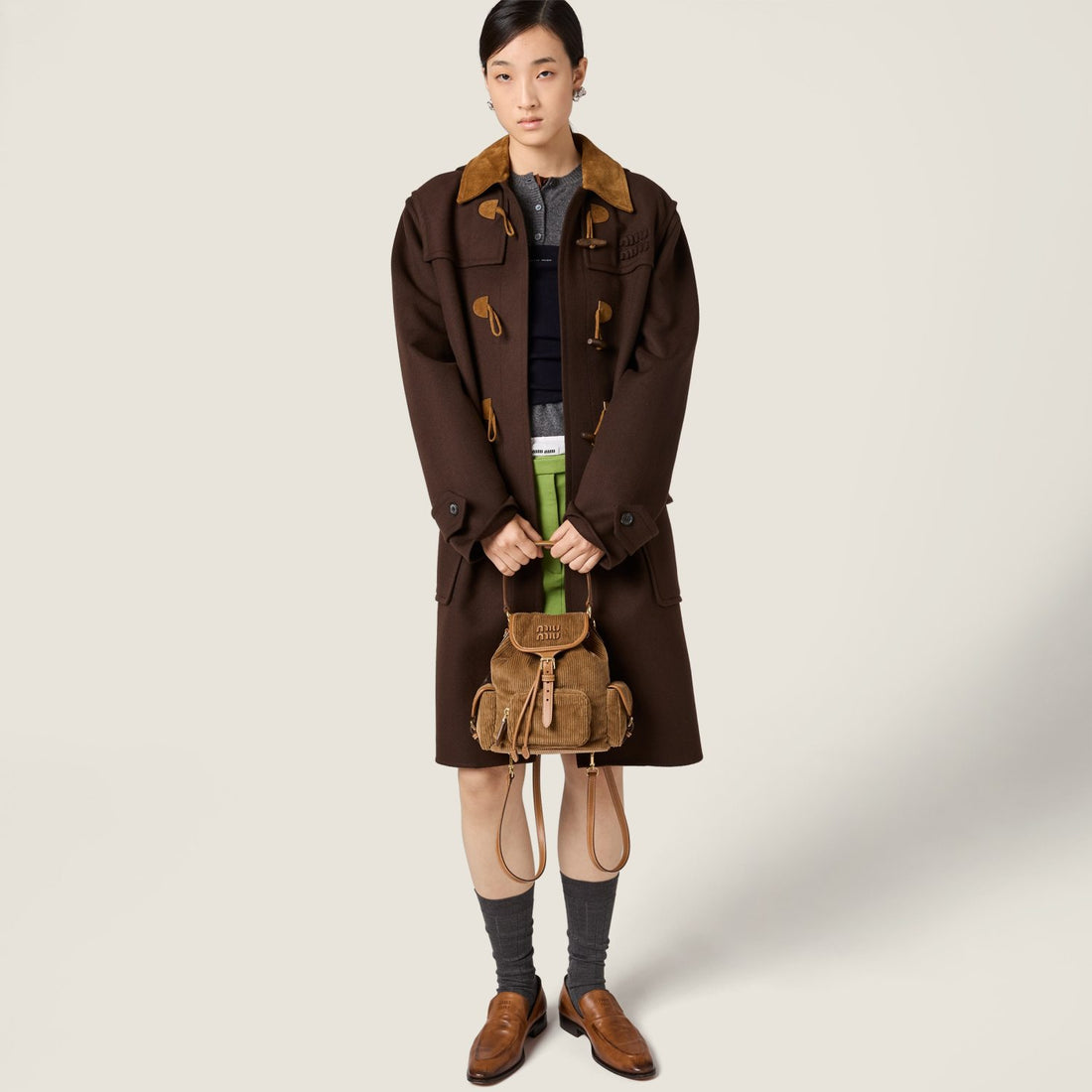 MiuMiu Small Cinnamon Corduroy Backpack #334156