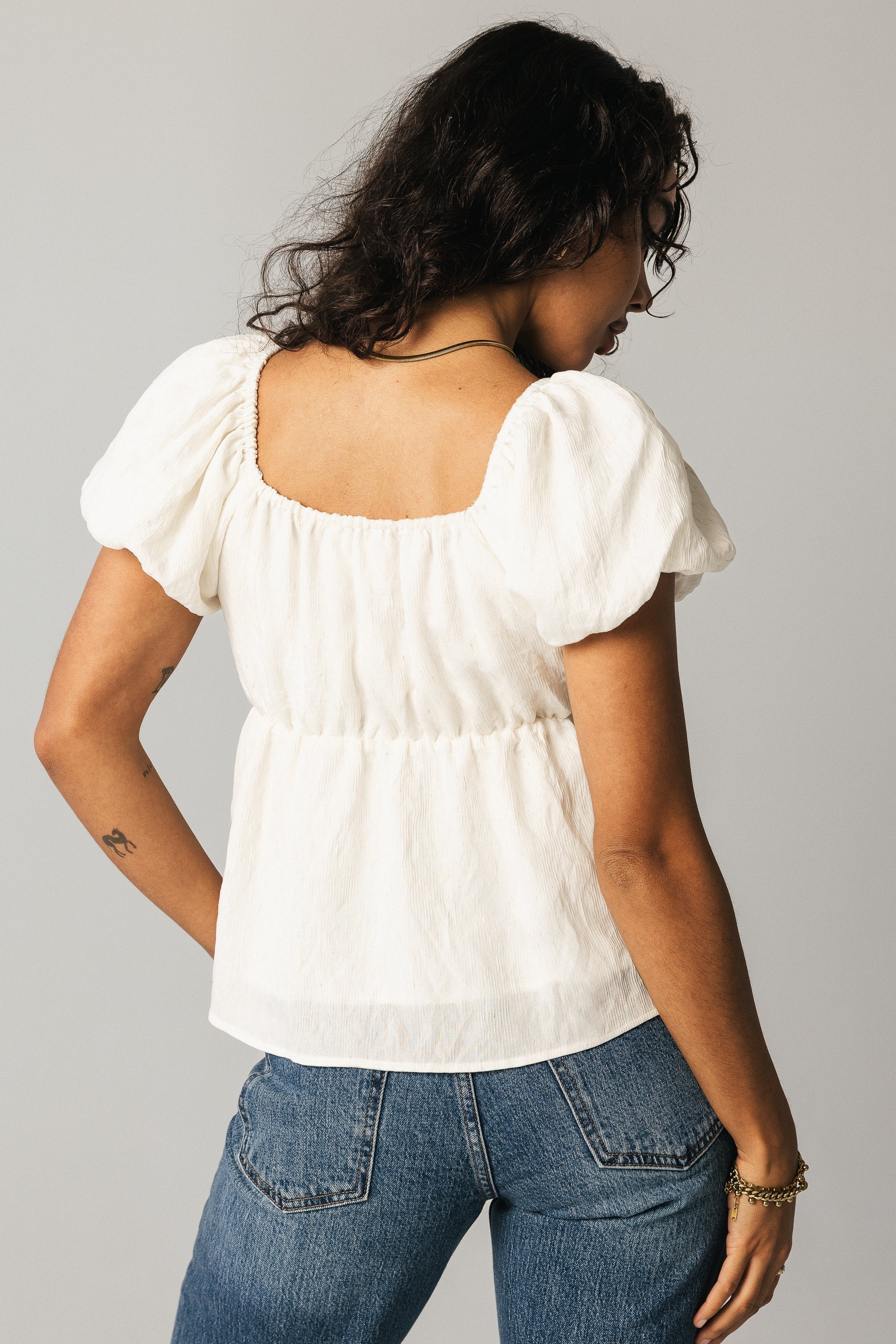 Kevin Peplum Blouse in White