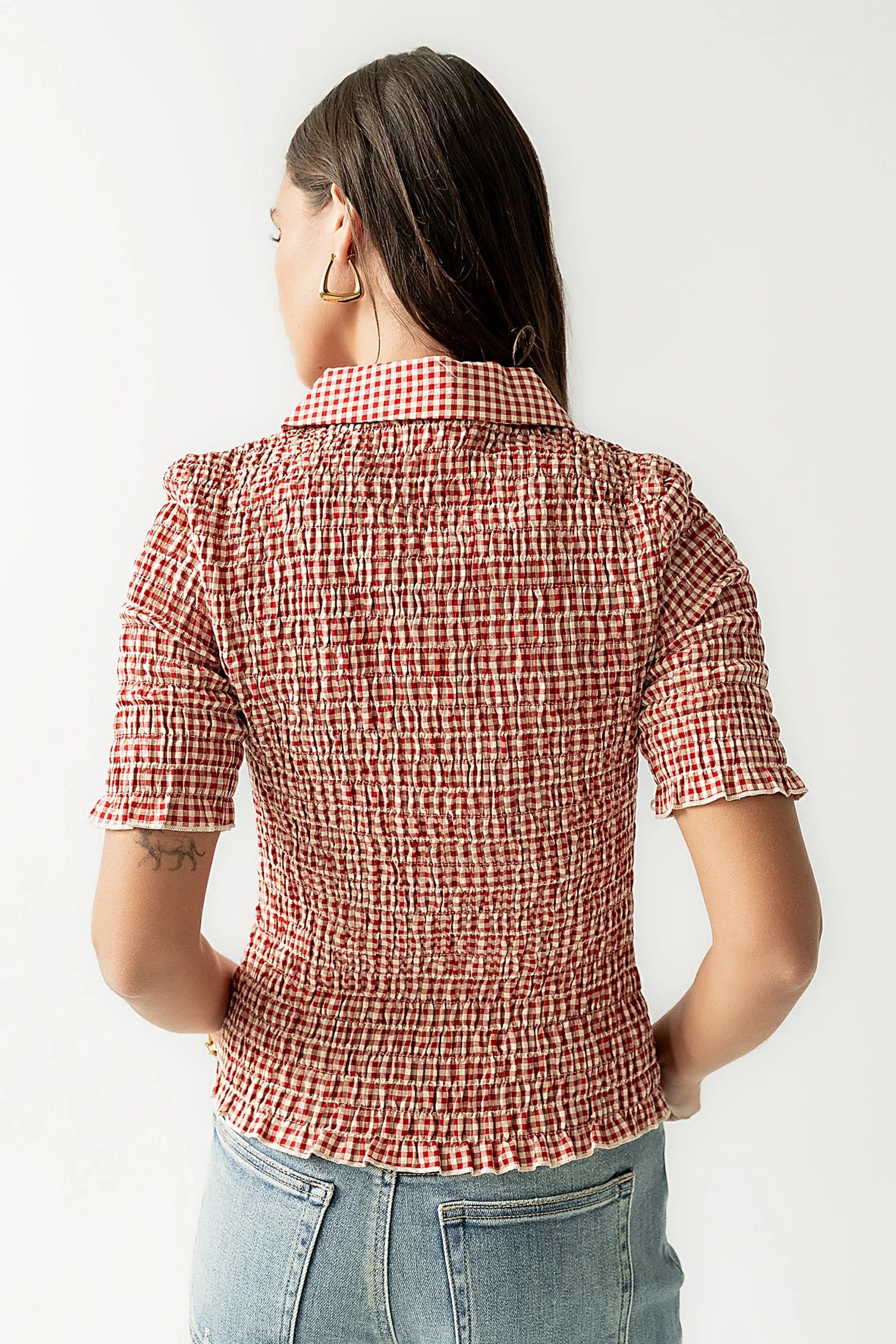 Connie Gingham Blouse in Red