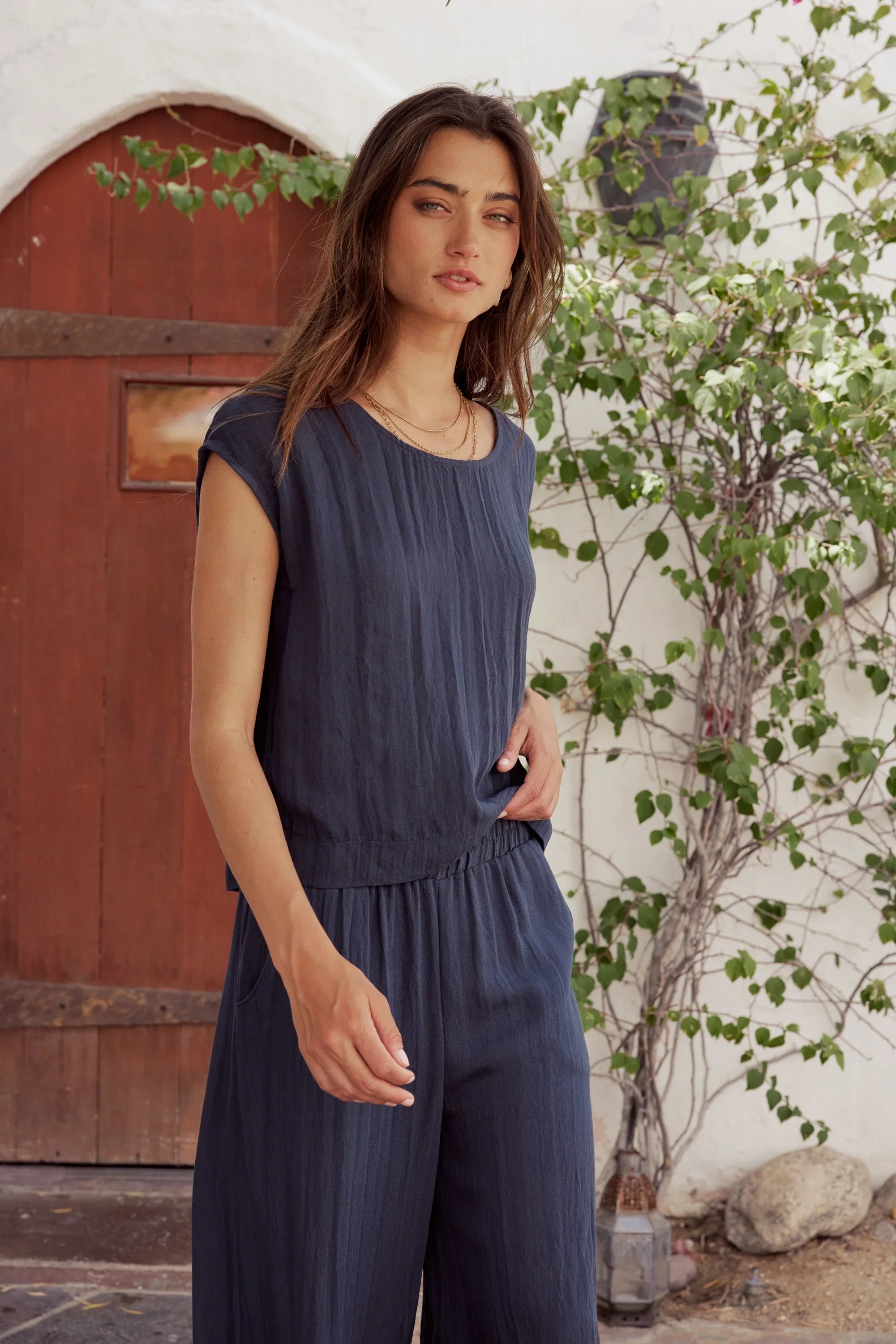 Jaylen Boxy Blouse in Navy
