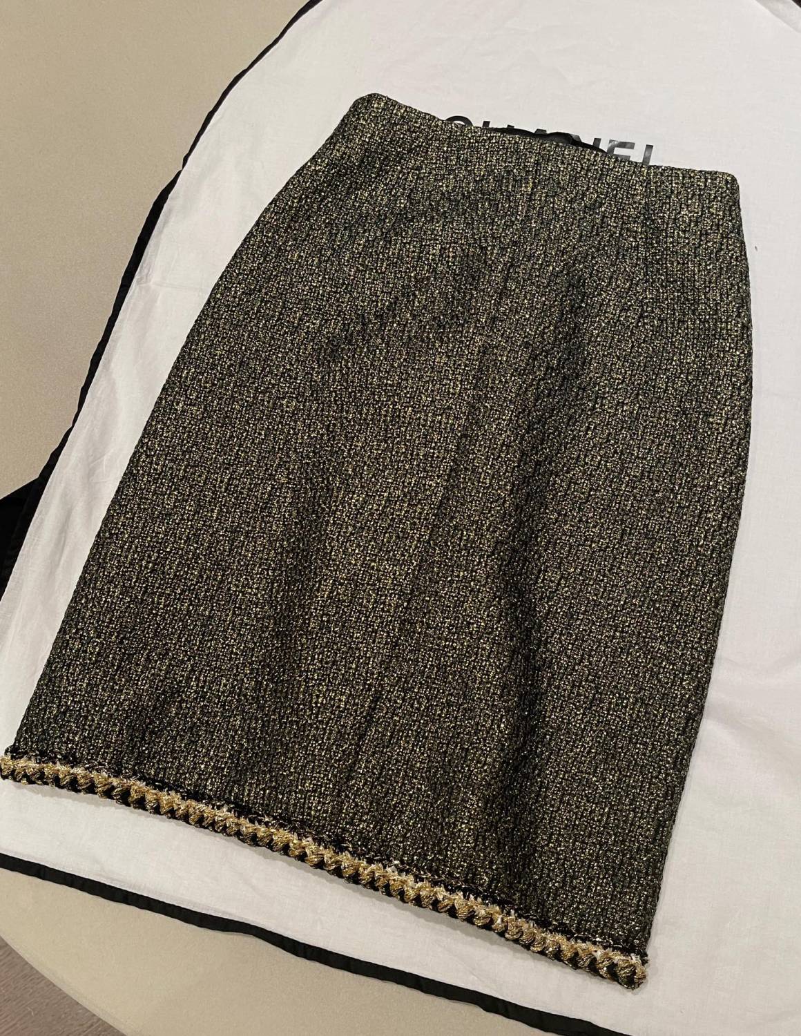 Chanel Jacket Skitr Tweed Gold Black #336118